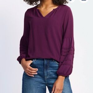 Elegant Plum V-Neck Blouse